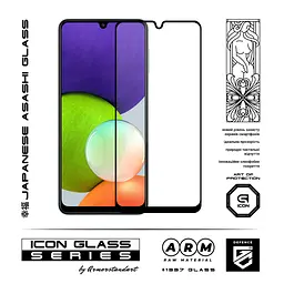 Захисне скло для Samsung Galaxy A22 4G (A225), Icon, 2.5D загартоване скло, повне проклеювання, глянсове, удароміцне, з олеофобним покриттям, сумісне з чохлами, міцність 9H, проста установка, ArmorStandart (ARM59305) - мініатюра 2