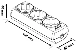 Удлинитель Borsan 3 гнезда с заземлением 3 м белый (BR-1553-315) - миниатюра 2