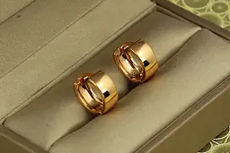 Сережки Xuping Jewelry широкі гладенькі колечки 1,3 см золотисті - мініатюра 2
