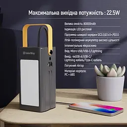 Універсальна мобільна батарея 80000 mAh, Black, 22.5 Вт ColorWay teh0027632 - мініатюра 2
