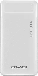 Портативний зарядний пристрій для телефона Power Bank Awei P5K 10000 mAh Павербанк USB білий