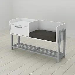 Банкетка з тумбочкою Ferrum-decor Бланка 540x1000x320 метал Сірий ДСП Білий 16 мм (FRD-103038)