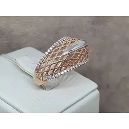 Золоте кільце Tango з фіанітами. 380107 18,5 - мініатюра 3