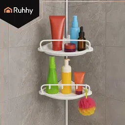 Кутова телескопічна полиця для душу Ruhhy 26639, біла, 4 яруси, 240–310 см - мініатюра 7