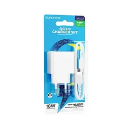 Сітчасте зарядне пристрій BOROFONE BAS12A Erudite single port 18W/QC3.0/1USB + Micro білий - мініатюра 3