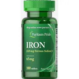 Сульфат заліза Iron Ferrous Sulfate 65 мг 100 таблеток