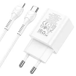 Сетевое зарядное устройство с кабелем HOCO N28 Founder PD20W+QC3. 0 charger set(C to iP) белый - миниатюра 3