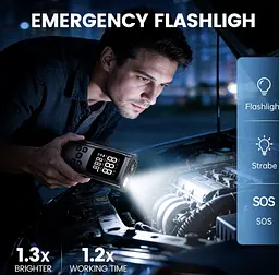 Портативний пусковий пристрій 5 в 1 (Бустер) з компресором та Power Bank (1000A, 6400 mAh) - мініатюра 3