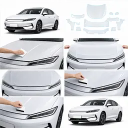 Антигравійна захисна бронеплівка за лекалами для BYD Qin Plus I facelift 2024- оптика (фари та ПТФ) - мініатюра 2