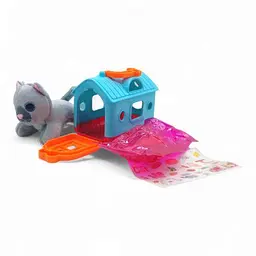 Мягкая игрушка MIC Котенок, с переноской и аксессуарами (голубой) (265458)
