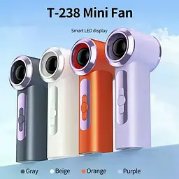 Портативний ручний акумуляторний вентилятор T-238 з USB-зарядкою • Міні вентилятор для дому, офісу, прогулянок і поїздок - мініатюра 3