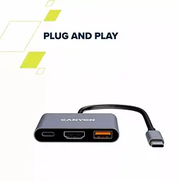Концентратор Canyon hub DS-4 3in1 USB-C Grey (CNS-TDS4) - мініатюра 12