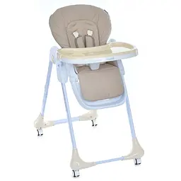 Стільчик для годування з колесами кошиком екошкіра бежевий (M 3233L Taupe Beige)