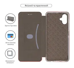 Чехол-книжка для Samsung Galaxy A06 (A065), G-Case, бордовый, кожаный чехол-книжка из экокожи (PU) и TPU, с магнитом, с подставкой и вместительным кардхолдером, противоударный, защита всего корпуса, ArmorStandart (ARM80729) - мініатюра 3