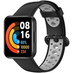 Ремінець DK Silicone Sport Band Nike для Xiaomi Redmi Watch 2 Lite (013577) (black / grey) - мініатюра 2