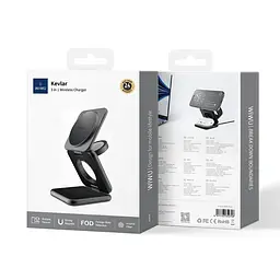 БЗП WIWU Wi-W035 Kevlar Mag Go 3 in 1 wireless charger Black - мініатюра 5