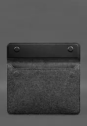 Чохол-конверт BlankNote із клапаном шкіра+фетр для MacBook 14" Чорний Crazy Horse - мініатюра 3