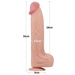 Фалоімітатор - Sliding-Skin Dual Layer Dong 14" Flesh - мініатюра 3