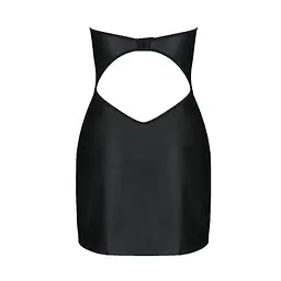 Мінісукня з екошкіри Passion CELINE CHEMISE 4XL/5XL, black, шнурівка, трусики в комплекті - мініатюра 4