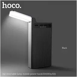 Портативна батарея Hoco Jove table lamp J62 30000mAh 4 порти 3 USB та 1 Type-C з лампою чорна - мініатюра 2