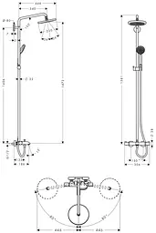 Душова система Hansgrohe Croma 220 Showerpipe 27223000, Хром - мініатюра 2