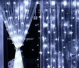 Гірлянда волосінь штора Промені Роси 3х2м Led 220В Білий світ - мініатюра 6