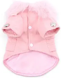 Пальто для собак Glamor Pink з хутряним коміром - мініатюра 2