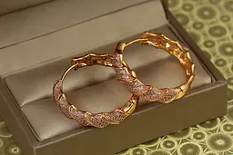 Сережки Xuping Jewelry колечки Гіпноз 3 см золотисті