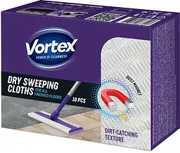 Серветки для прибирання Vortex Сухі Для підмітання підлоги ,10 шт в уп (4823071667417)