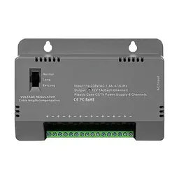 Блок живлення Kraft KRF-1208B (8CH) 96W, 8 каналів навантаження, 12V/1A на 1 канал, з регулятором напруги для компенсації довжини кабелю (43-00145) - мініатюра 2