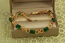 Браслет Xuping Jewelry Поцілунок лісу із зеленим каменем 17 см 7 мм золотистий