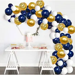 Набір для гірлянди з повітряних куль (Balloon Garland) — синьо-золота арка з кульок із конфеті декор для фотозони дня народження