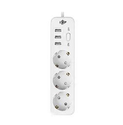 Мережевий фільтр-подовжувач LogicPower PREMIUM LPX3, 3 розетки, 3 USB-порти, 4 м, 2200 Вт - мініатюра 3