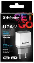Мережевий зарядний пристрій Defender UPA-21 білий, 1xUSB, 5V/2.1A (83571) (6505064) - мініатюра 3