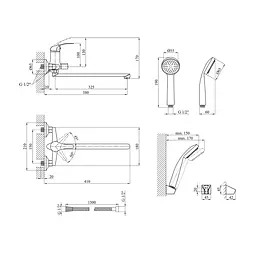 Змішувач для ванної Agua Leon-C071 CV014927 Хром - мініатюра 2