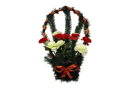 Корзина з квітами MEMORI №4 "Гвоздика" 50х30см червоно-білий