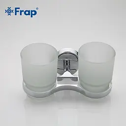 Склянка подвійна скло з тримачем для зубних щіток Frap F1908 1/40, Хром - мініатюра 2