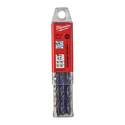Свердло по металу HSS-R MILWAUKEE DIN338, діаметр 4,2х75х43мм, (10шт), пластикова коробка