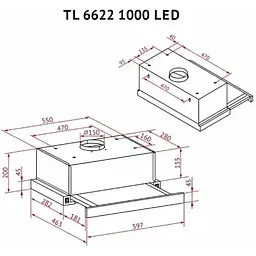 Витяжка телескопічна Perfelli TL 6622 Full BL 1000 LED - мініатюра 11