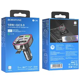 Автомобільний зарядний пристрій Borofone BC48 2 USB/Type-C/QC 18W з FM-модулятором (USB/TF card/bluetooth) чорний - мініатюра 9