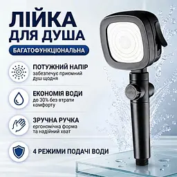 Лійка для душу з 4 режимами Good Idea LY 649 фільтр в комплекті посилений тиск води  - мініатюра 2