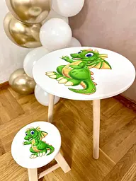 Табурет дитячий Дракон дерев'яний ручної роботи 25 x 25 x 24 см - мініатюра 4