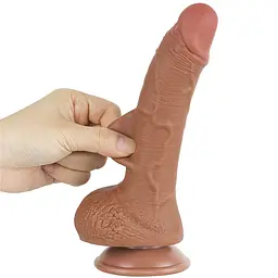 Фалоімітатор Sliding-Skin Dual Layer Dong 7.5'' 19.5 см коричневий - мініатюра 2