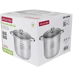 Каструля з кришкою Kamille KM-5404 10.5 л 26 см срібляста - мініатюра 7