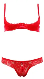 Комплект білизни Cottelli Lingerie Half-cup Bra Set, 80B/M (червоний) - мініатюра 3