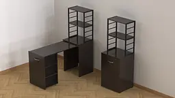 Стіл-тумба трансформер Смарт 4/1 з етажеркою Ferrum-decor 1430x1450x500 Чорний метал ДСП Венге Магія 16 мм (FRD-106169) - мініатюра 2