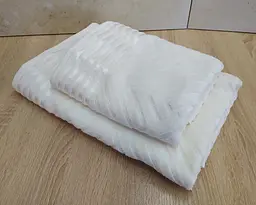 Набір турецьких махрових рушників 50х90+70х140 Gulcan Jacquard Cotton Lux Yeni Cizgili Krem - мініатюра 3