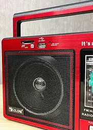 Радіоприймач Golon RX-006UAR радіо MP3 USB MicroSD робота від мережі батарейок Червоний - мініатюра 6