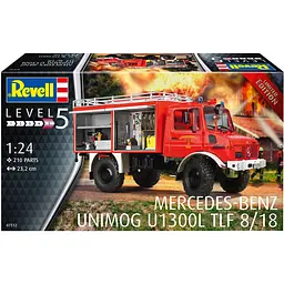 Збірна модель Revell  Пожежна машина Mercedes-Benz Unimog U1300L TLF 8/18 рівень 5, масштаб 1:24, 210 деталей (RVL-07512) - мініатюра 12