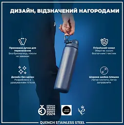 Пляшка для води металева ION8 1200 мл Stainless Steel Ash Navy (I8SS1000ANAVY) - мініатюра 5